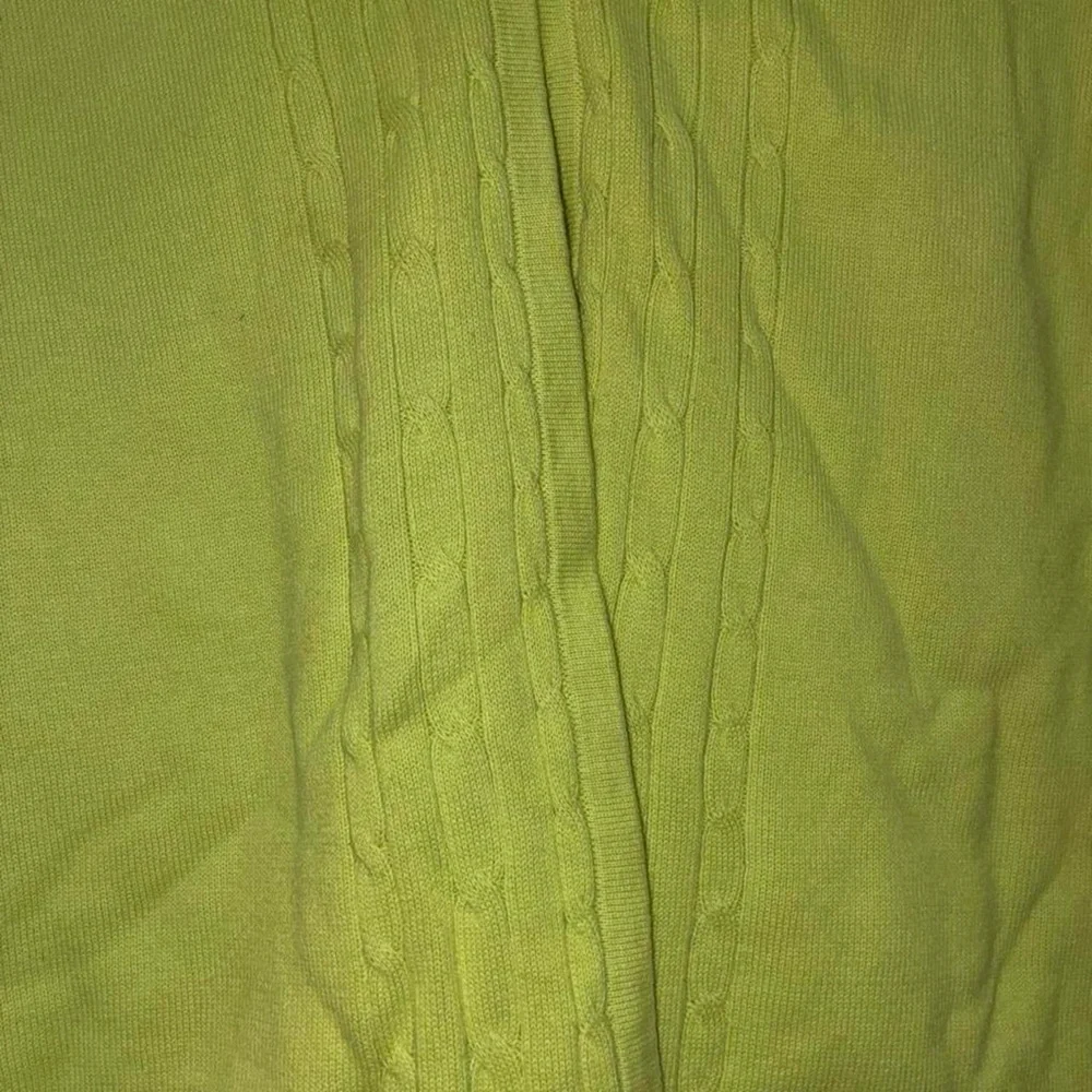 Sag Harbor Lime Green Scoop-Neck Cable Trim Sweater